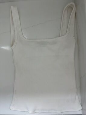 Meshki Cream / Ivory Ribbed Square-Neck Tank